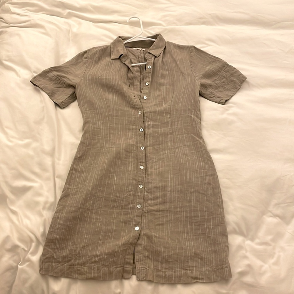100% linen button-down dress